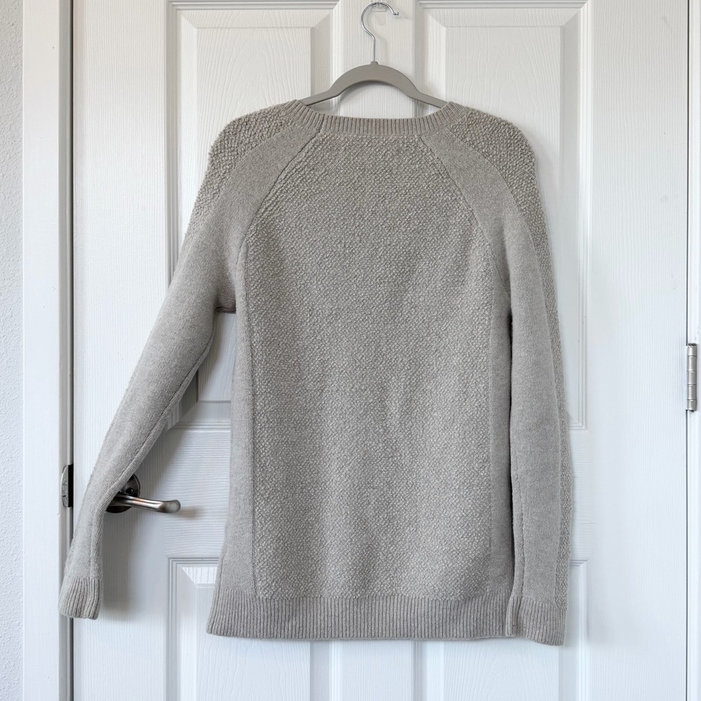 All Saints Lambswool Blend Crew Neck Sweater in Taupe - Picture 2 of 7